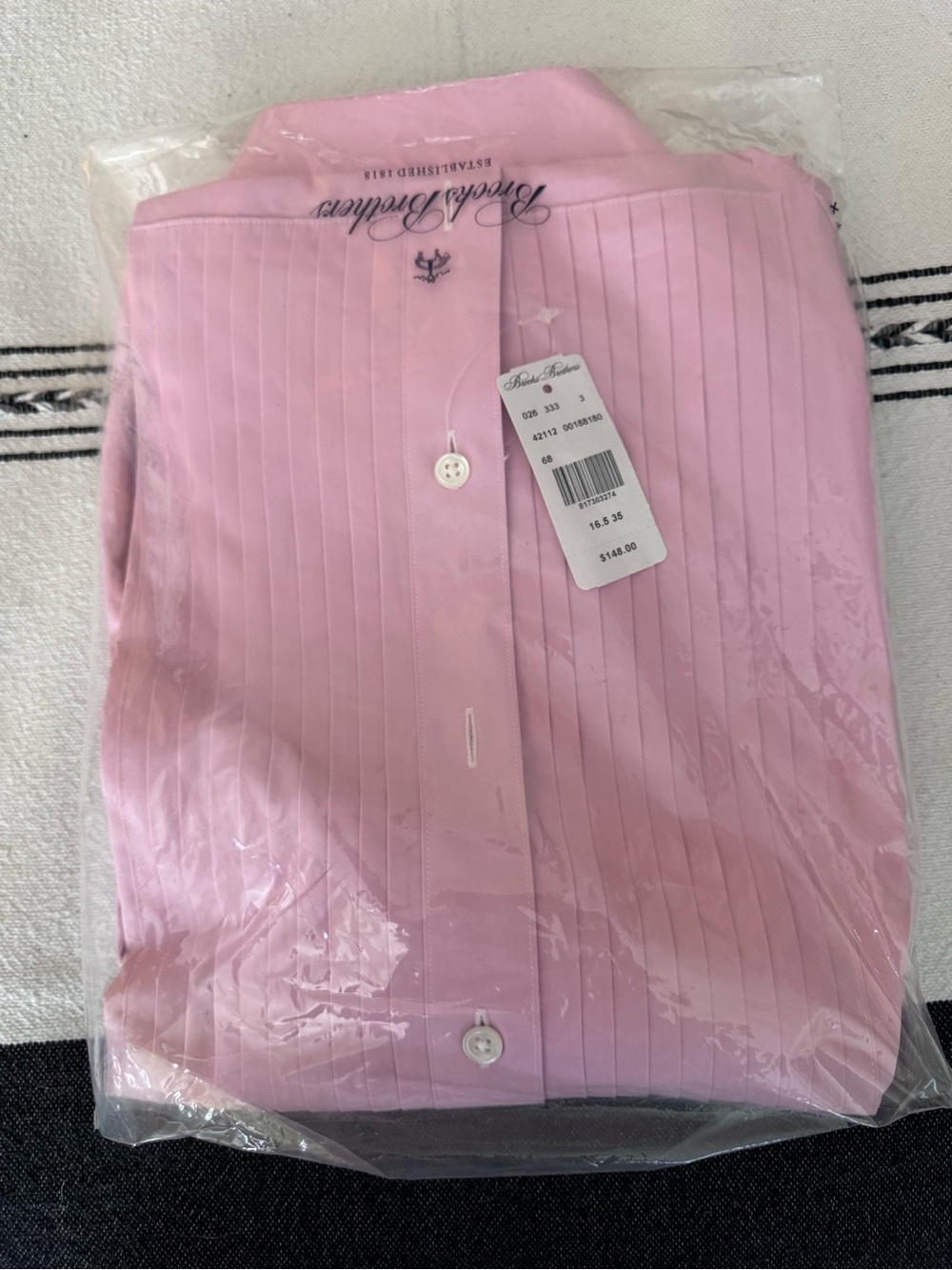 Brooks Brothers Classic Pink Pleated Tuxedo Shirt size L - Picture 3 of 4